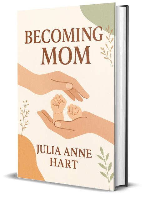 Your essential guide to navigating motherhood’s first three years with confidence and calm. Cover of Becoming a Mom ebook showing a happy mother with toddler